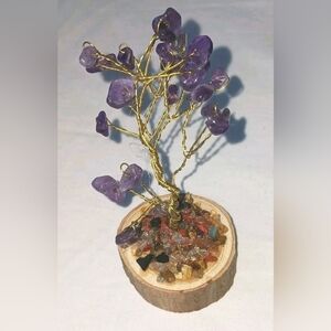 Amethyst stones tree of life and money sculpture - often used in feng shui